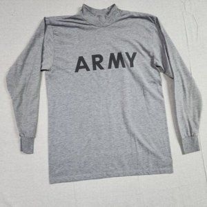 Army T-Shirt Mens Medium Gray Base Layer Long Sleeve Pullover Spell Out Unicor